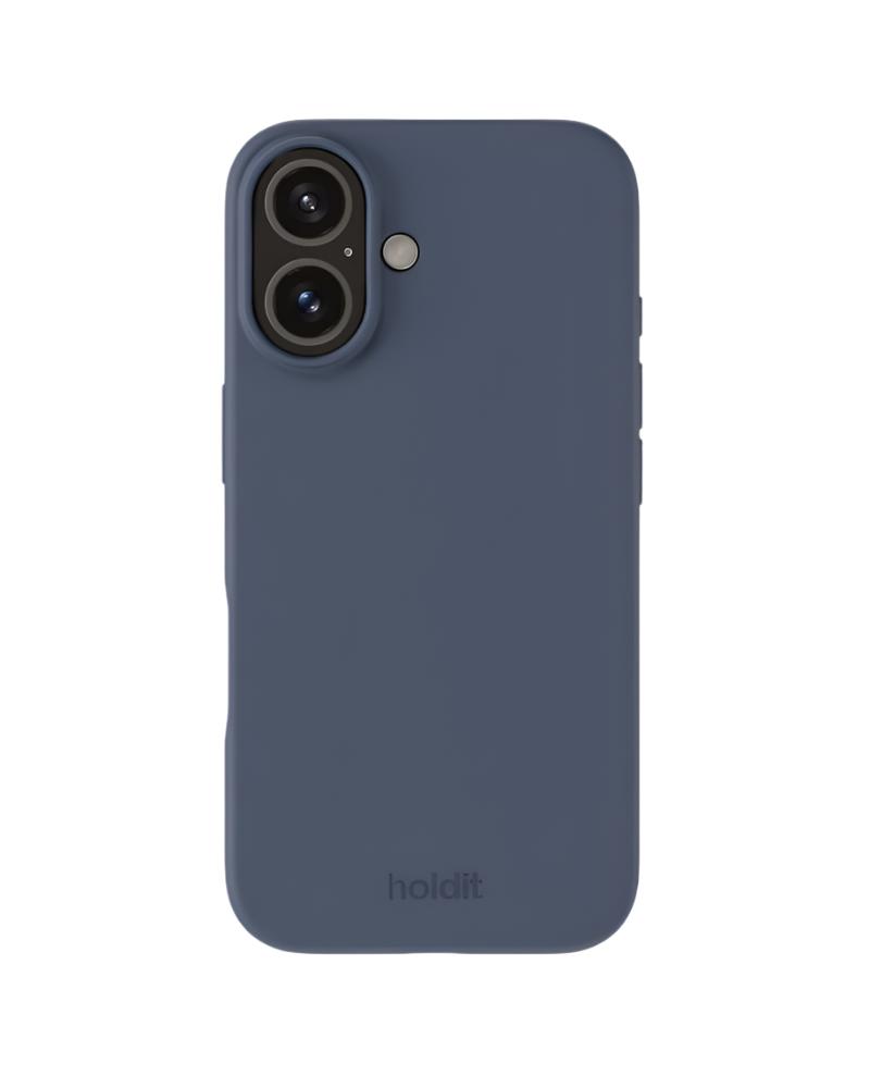 Blå mobilcover med kameraudskæring.