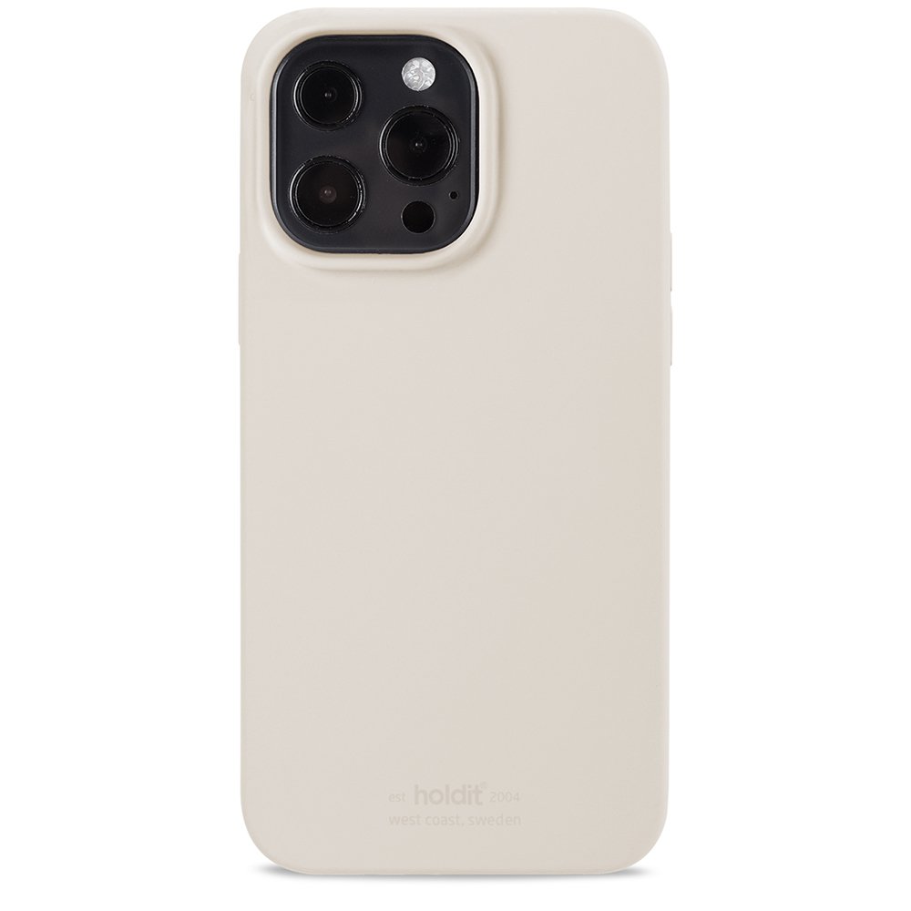 Beige mobilcover med kameraudskæring.