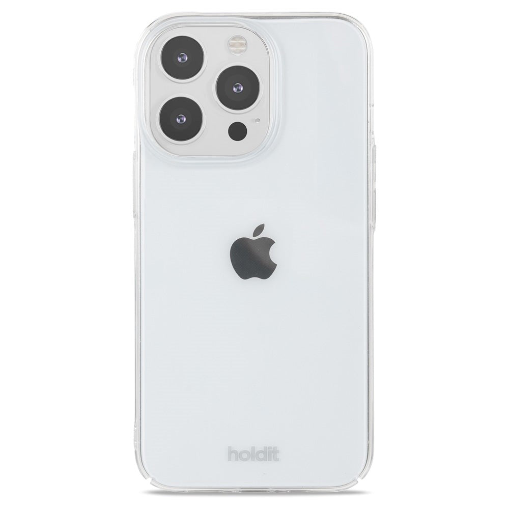 Gennemsigtigt iPhone-cover med Apple-logo.