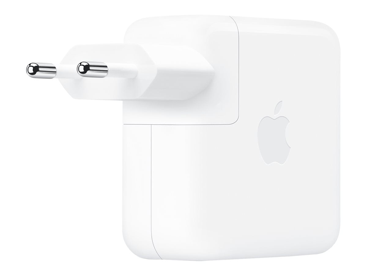Hvid Apple-opladeradapter.