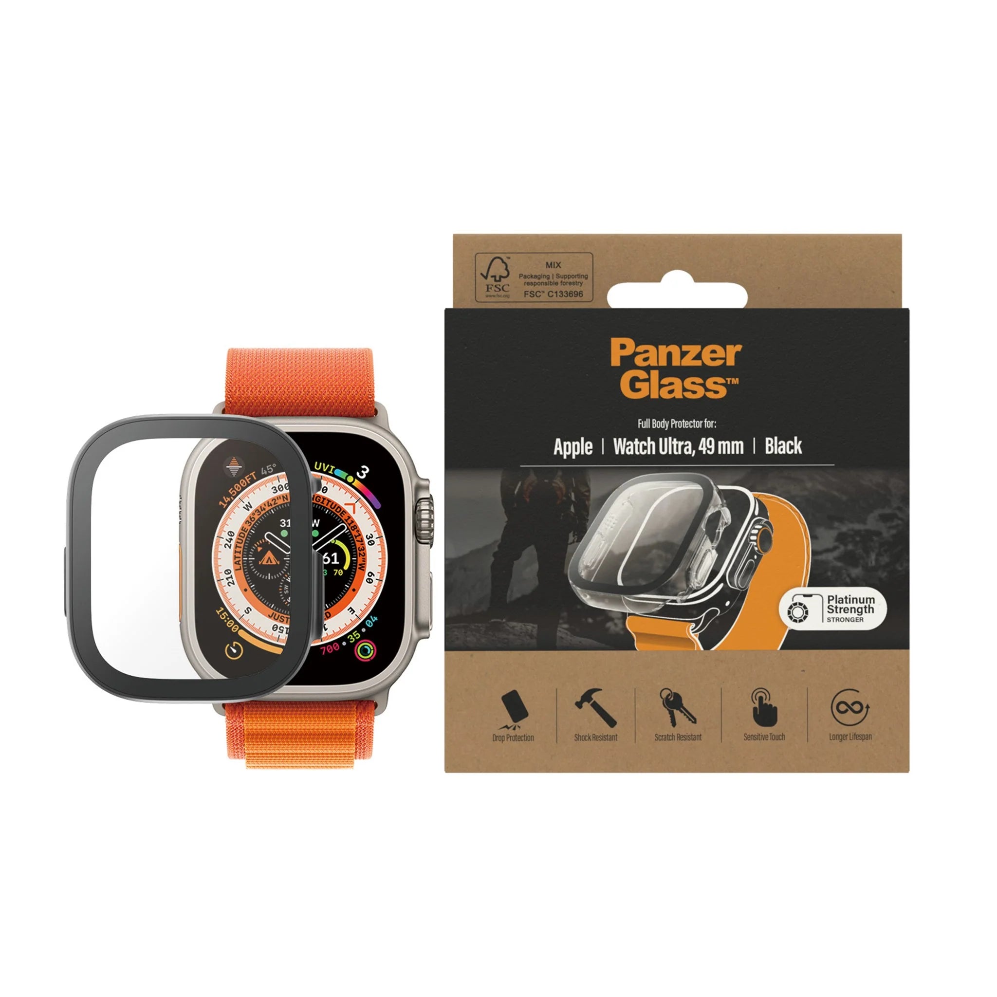 PanzerGlass skærmbeskytter til Apple Watch Ultra.