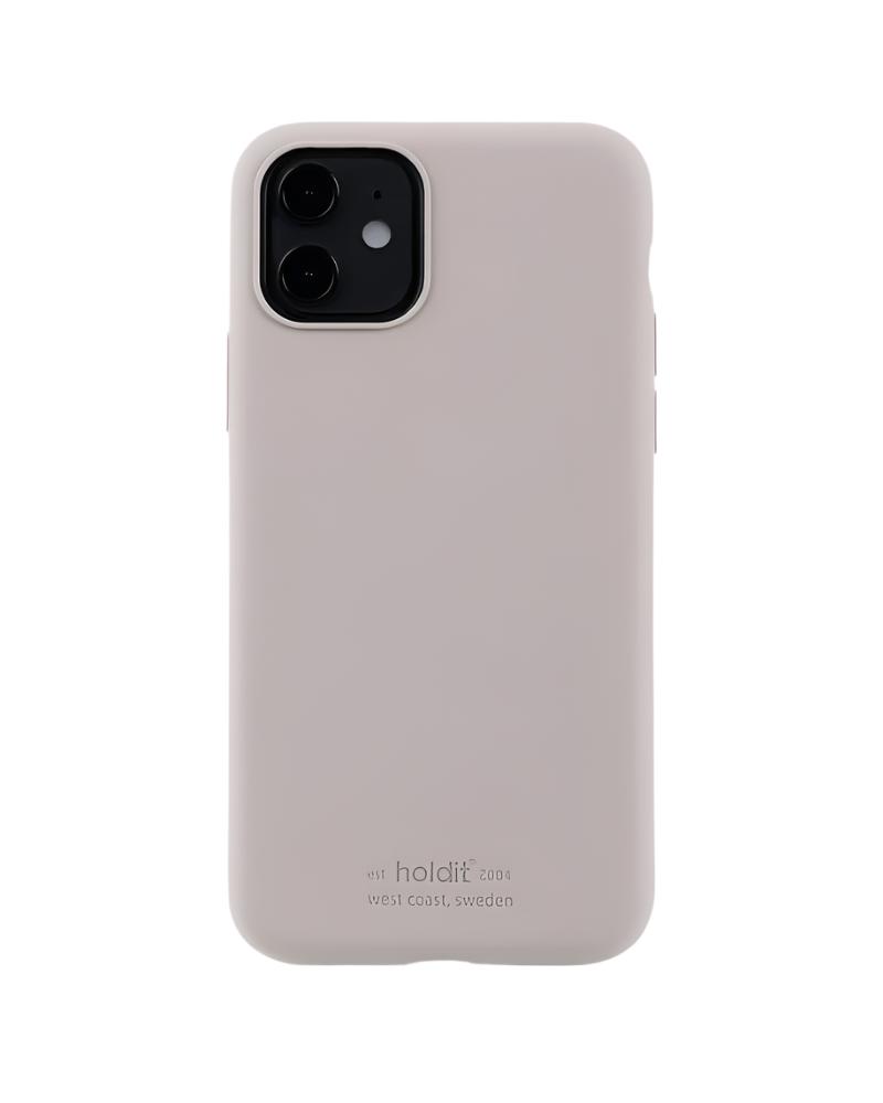 Beige mobilcover med kameraudskæring.