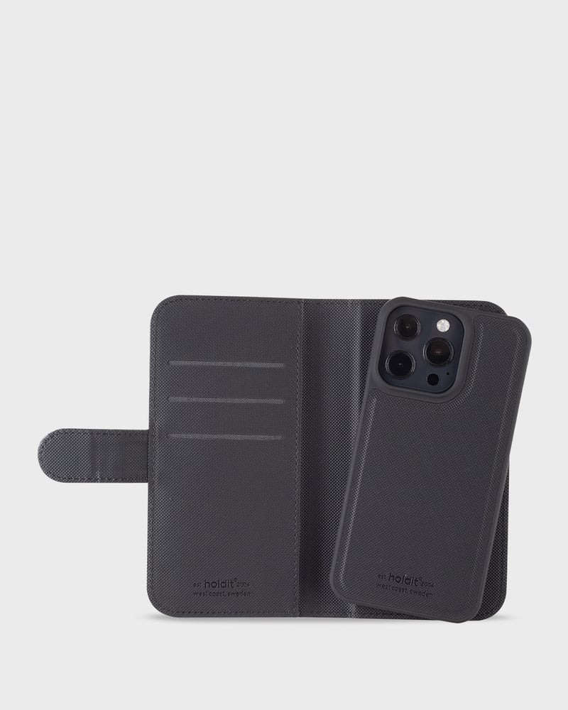 Sort mobilcover med kortholder.