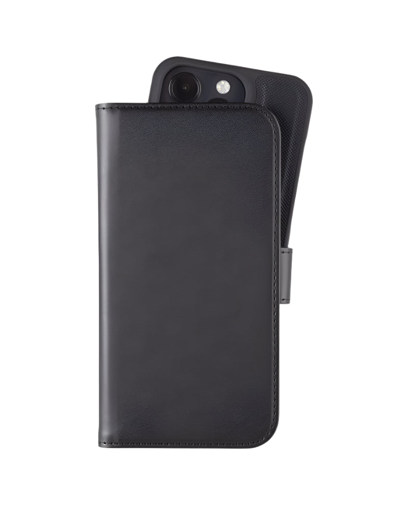 Sort mobilcover med telefon.