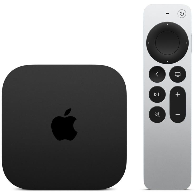 Apple TV og fjernbetjening.