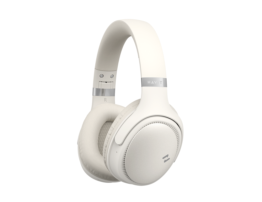 Hvide over-ear hovedtelefoner.