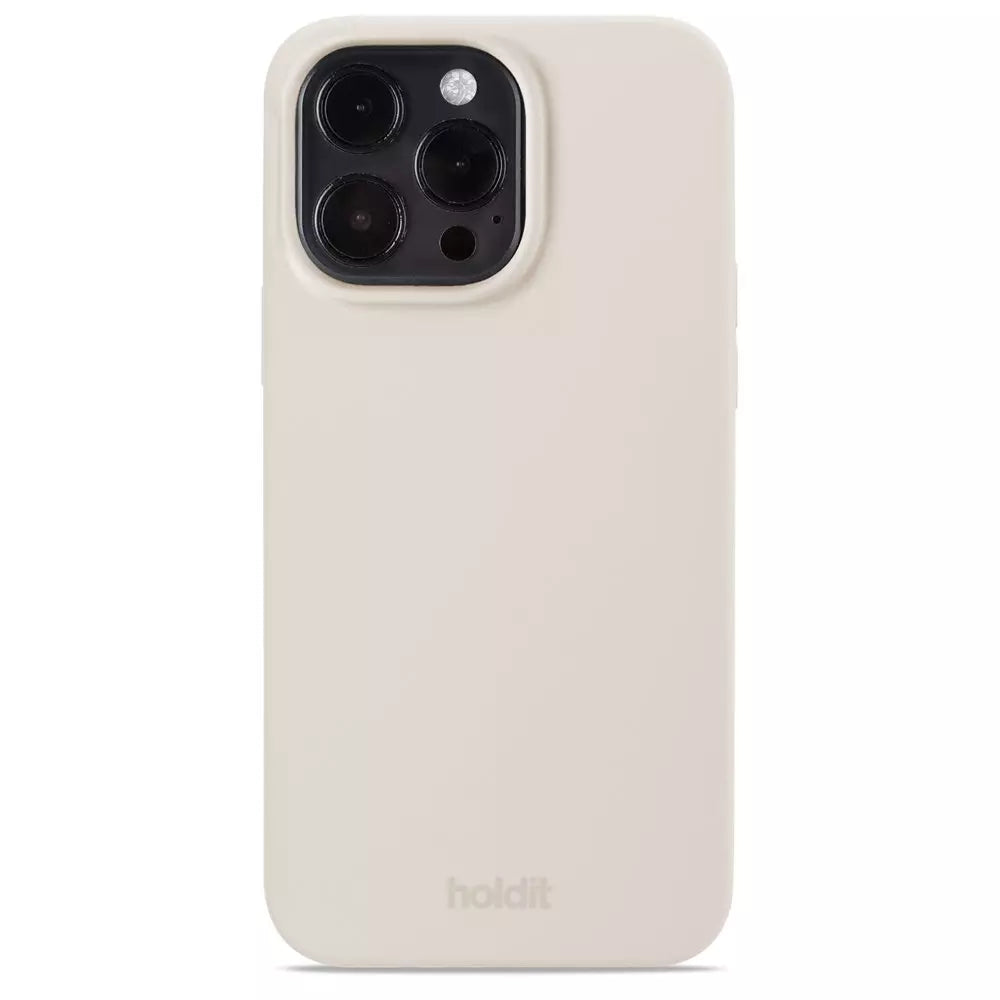 Beige mobilcover med kameraudskæring.