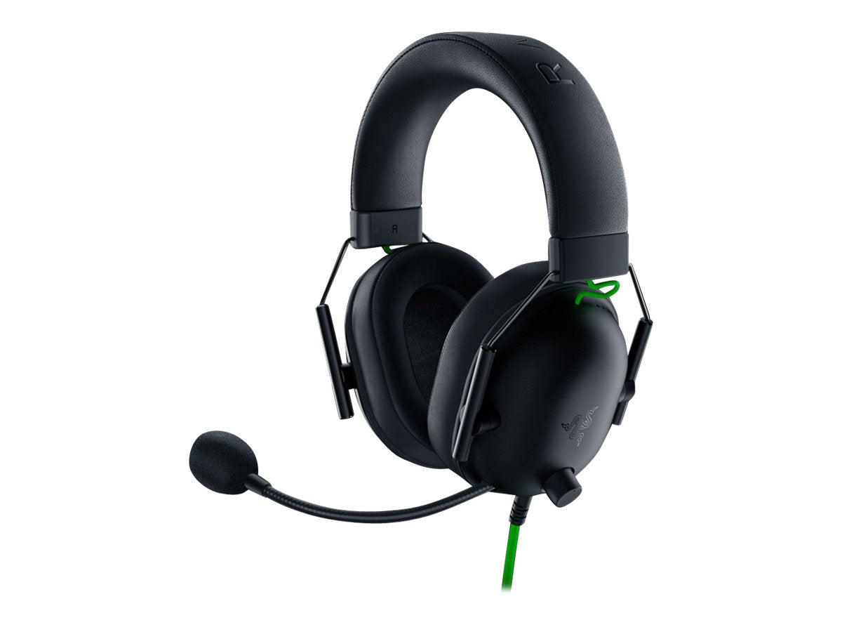 Sort gaming-headset med mikrofon.