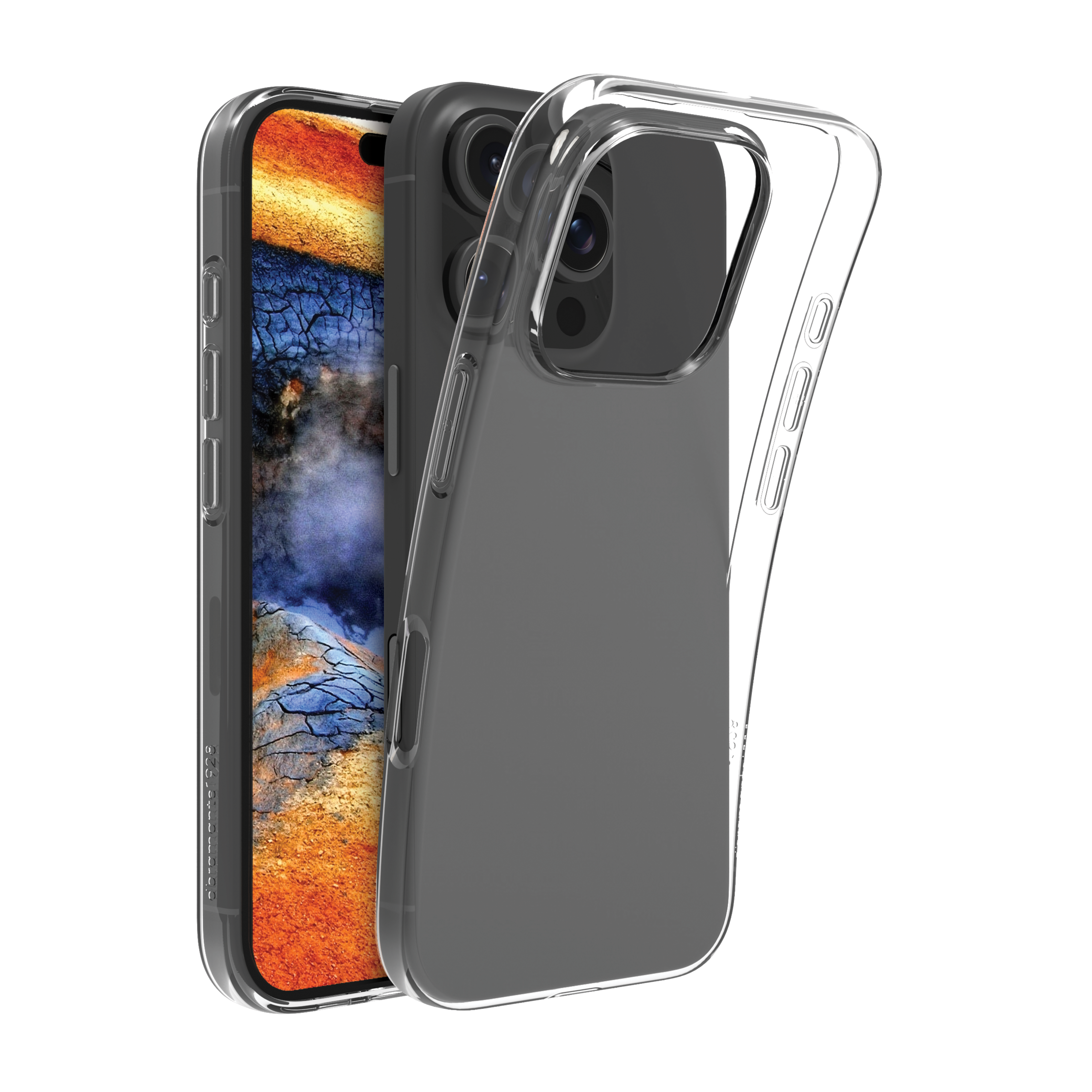 Gennemsigtigt mobilcover med telefon.