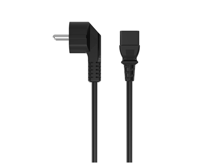 Sort strømkabel med stik.