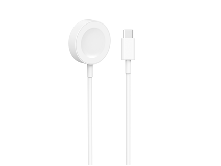 Hvid opladerkabel med USB-C.