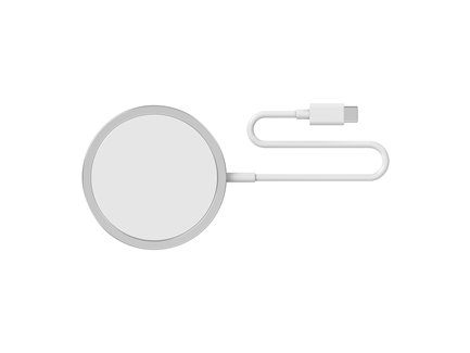 Trådløs oplader med USB-C kabel.
