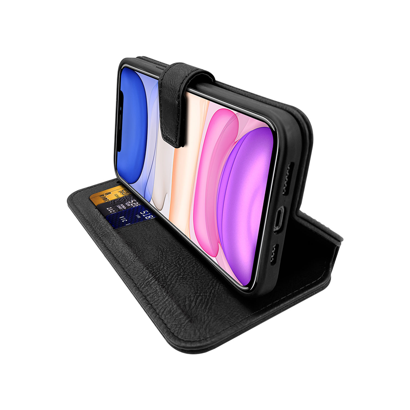 Sort mobilcover med kortholder.