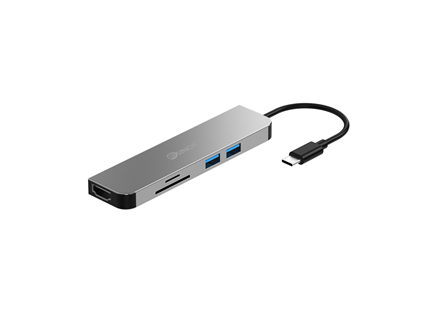 USB-C hub med flere porte.