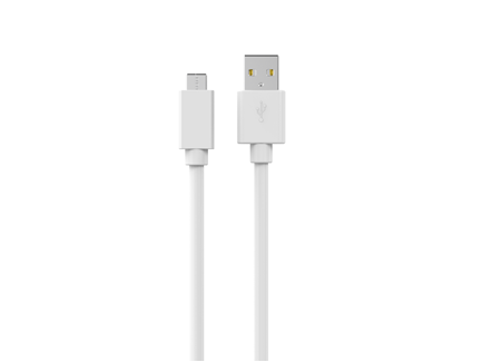 Hvidt USB-kabel med micro-USB-stik.