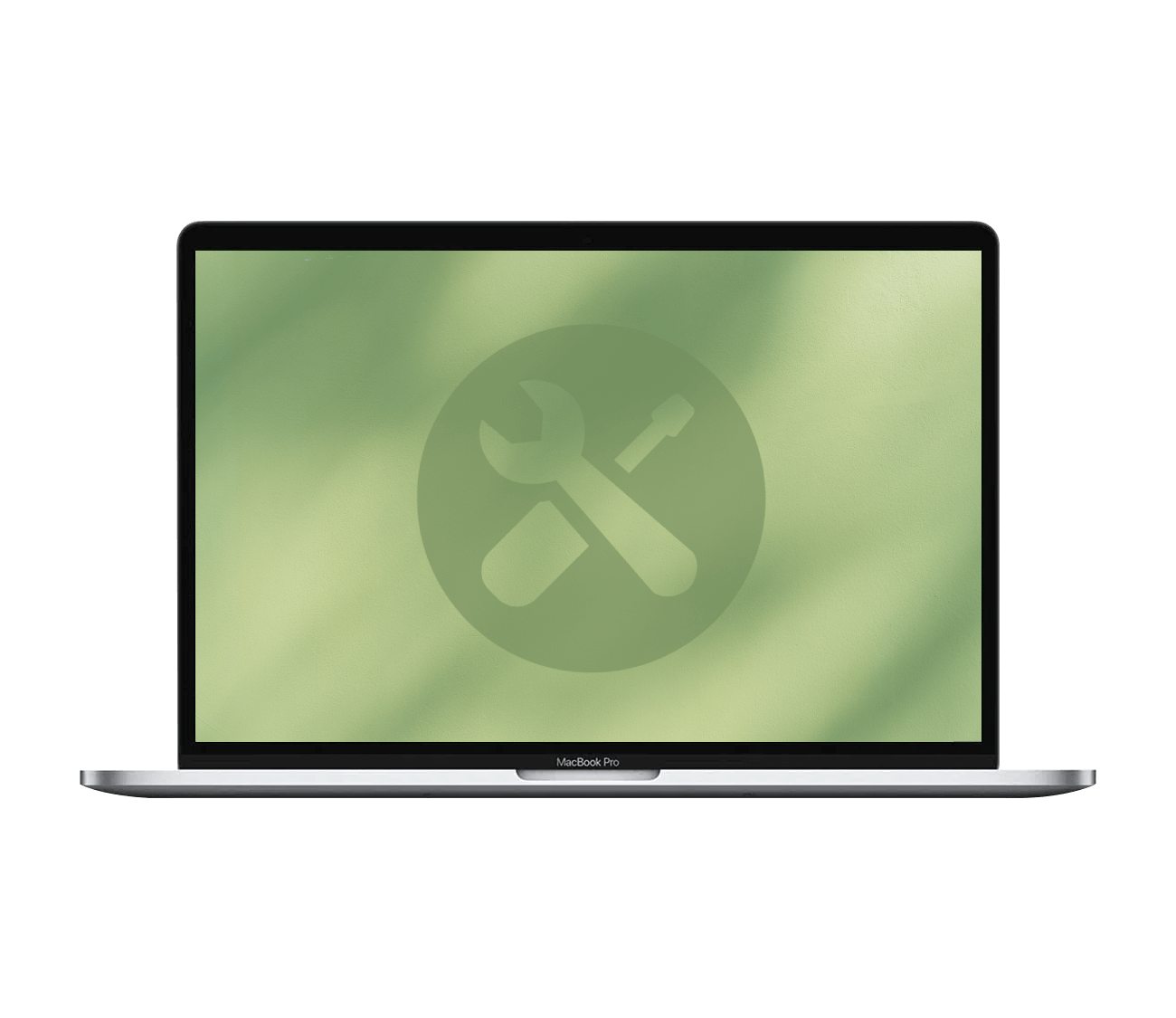 MacBook Pro med reparationssymbol.