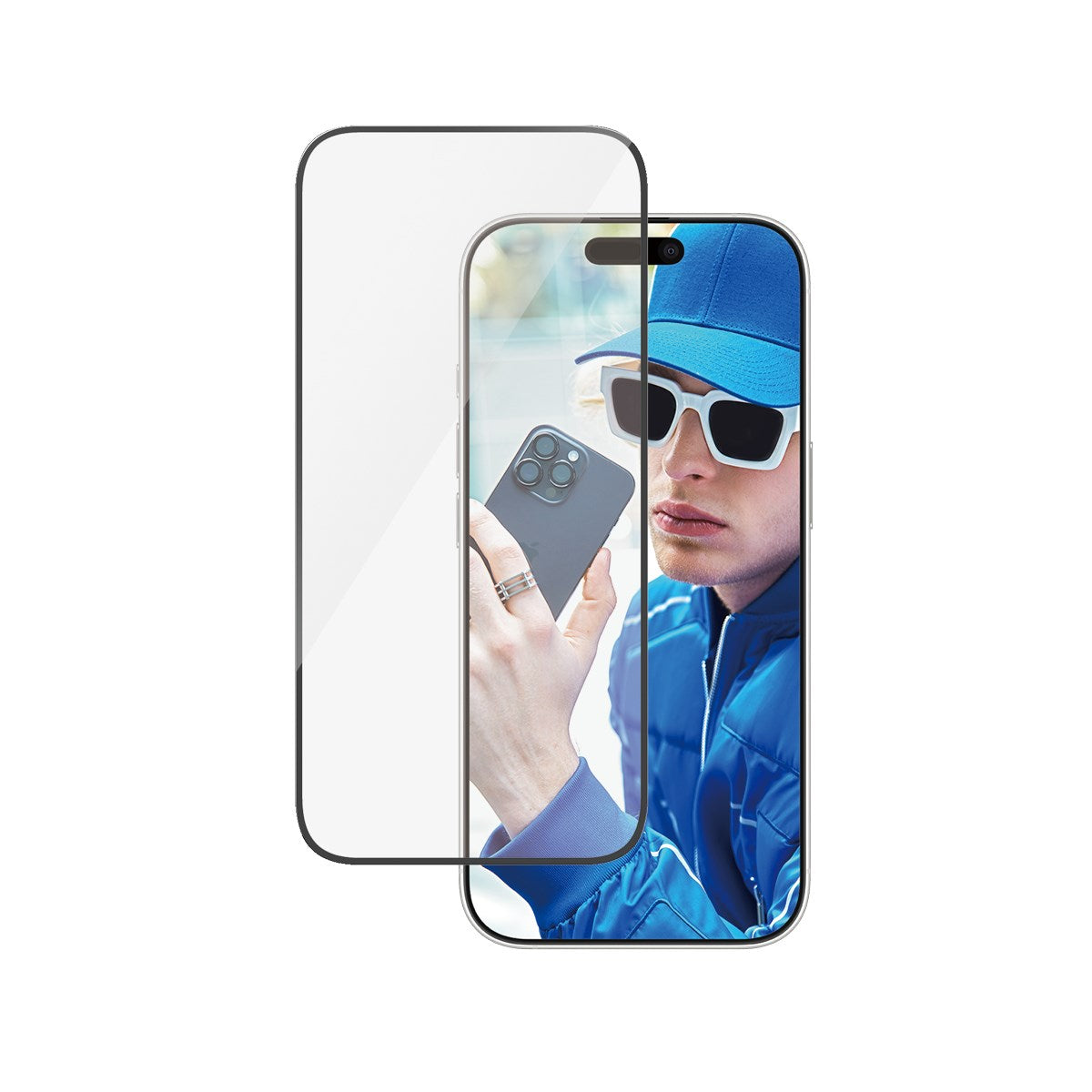 Smartphone med skærmbeskyttelse.