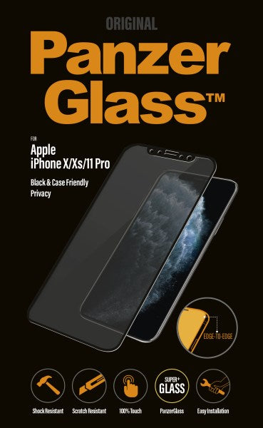 PanzerGlass til iPhone, sort, privatlivsbeskyttelse.