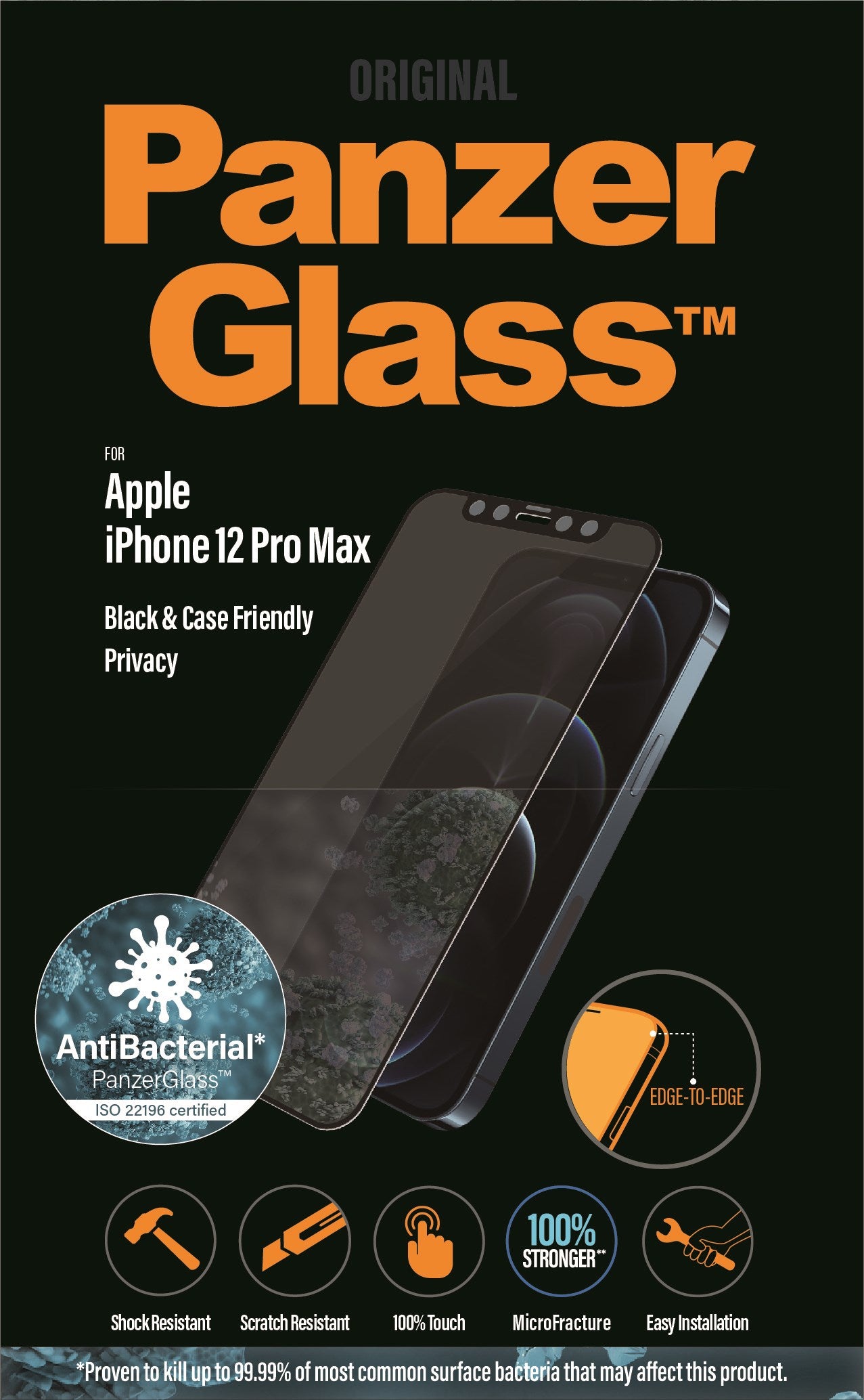 PanzerGlass til iPhone 12 Pro Max emballage.