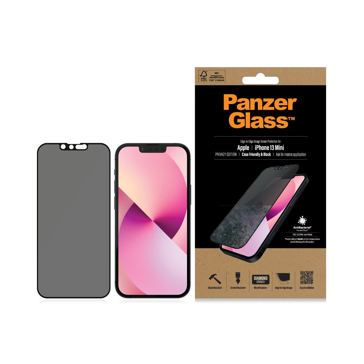 PanzerGlass skærmbeskytter til iPhone 13 Mini.
