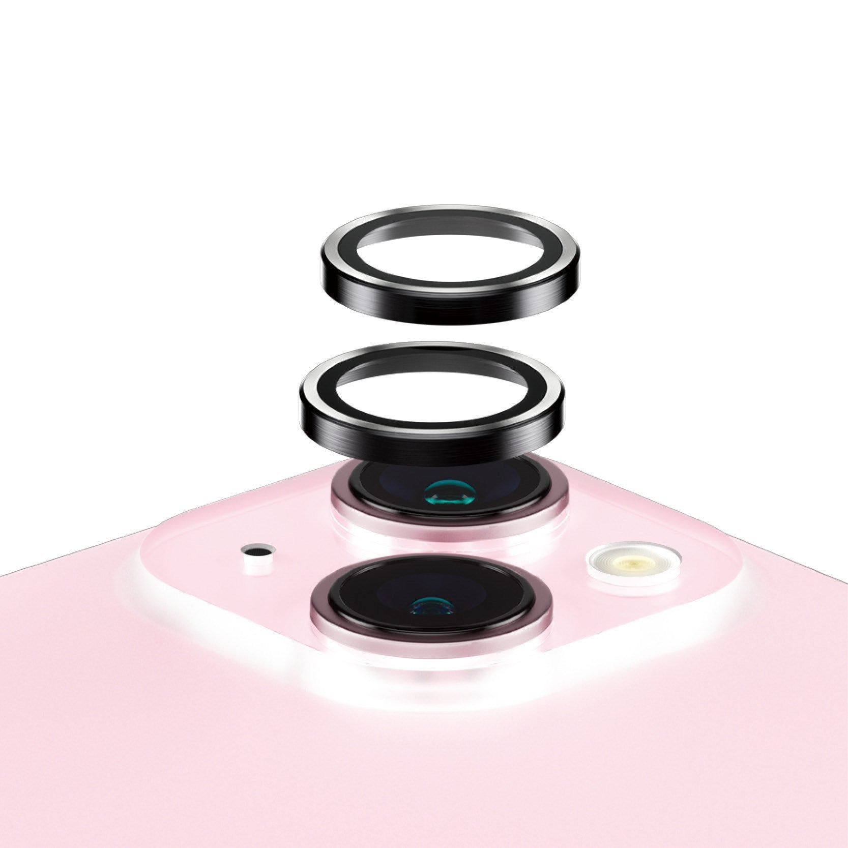 Rosa smartphone med kameraobjektiver.