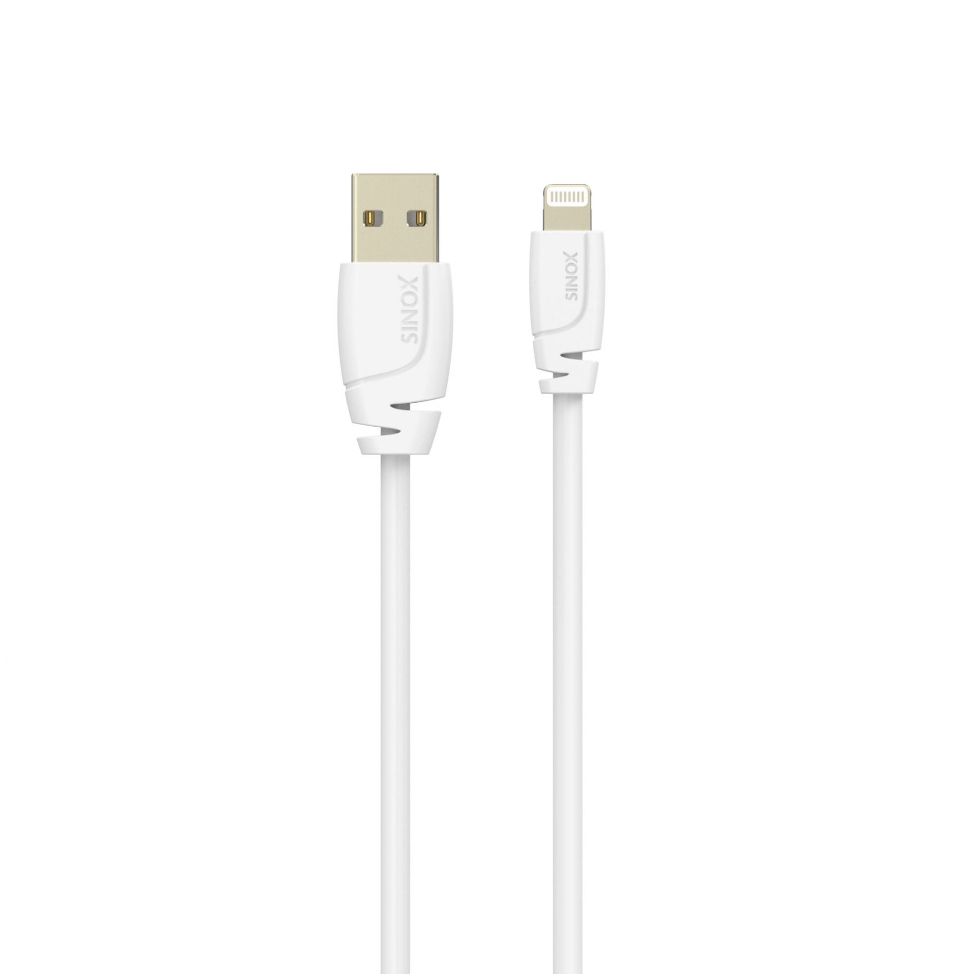 Hvid USB-til-Lightning-kabel.