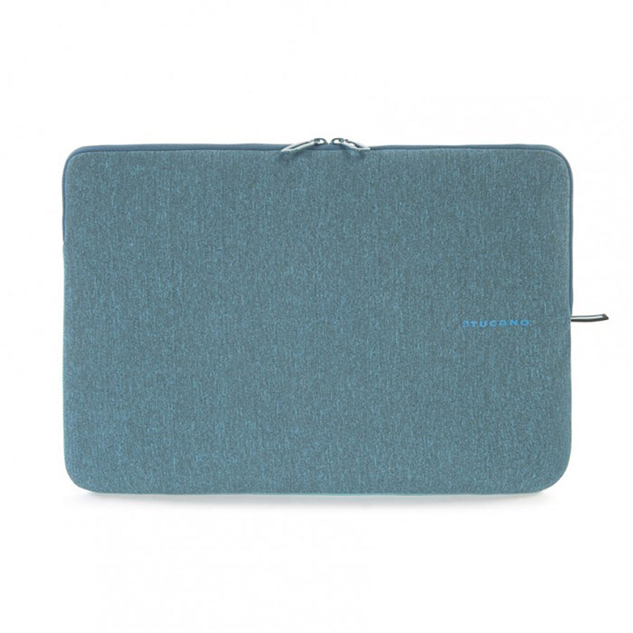 Blå laptop-etui med lynlås.