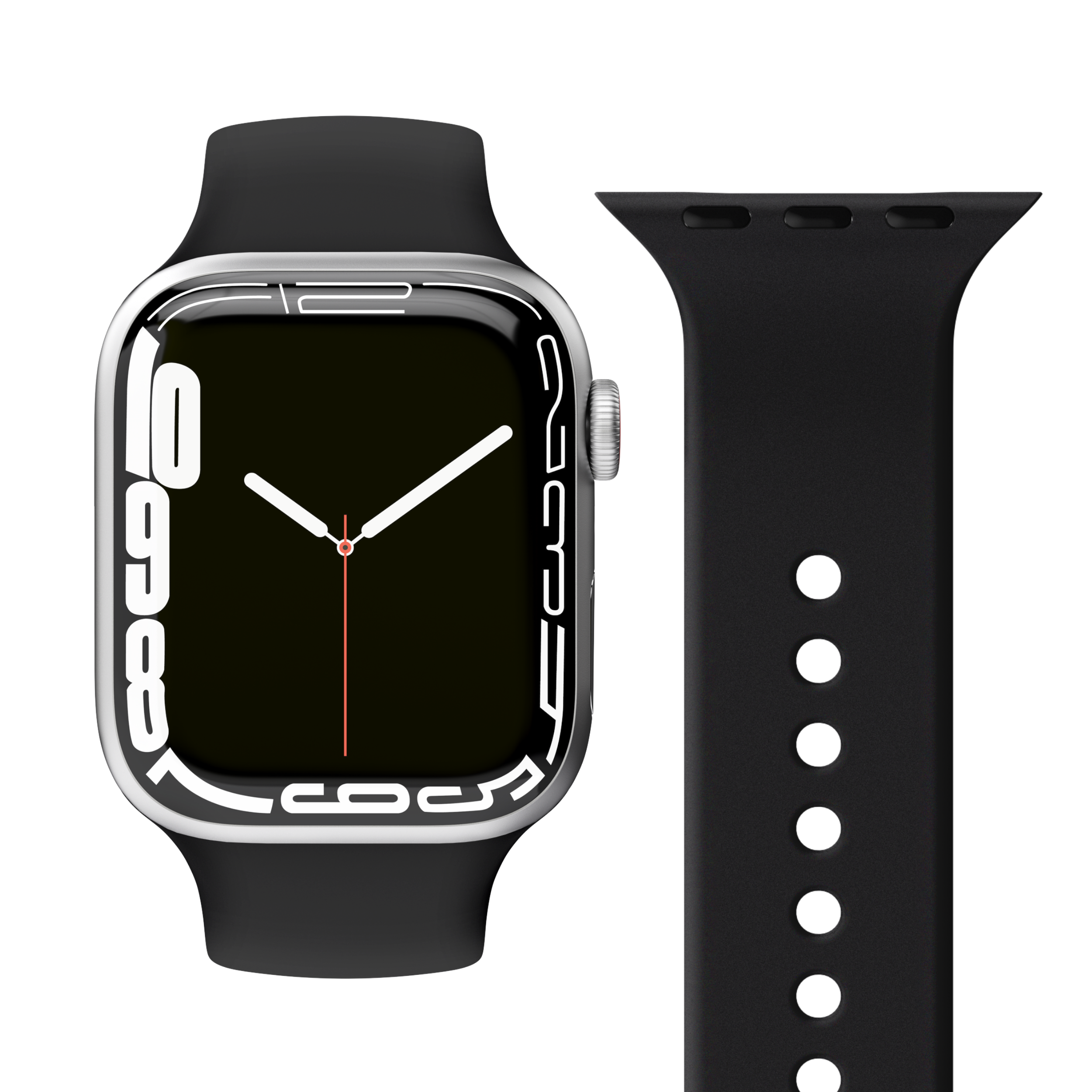 Sort smartwatch med rem.