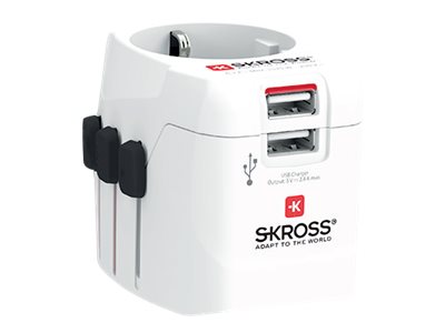 Universal rejseadapter med USB-porte.