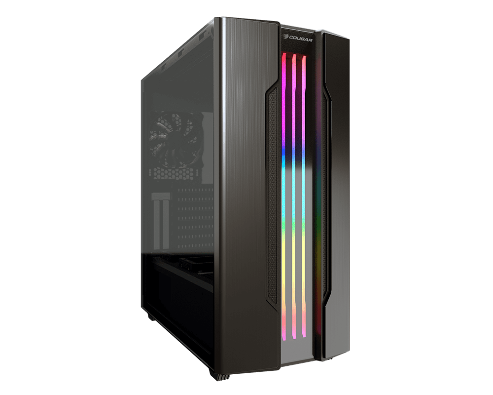 Sort computerkabinet med RGB-lys.