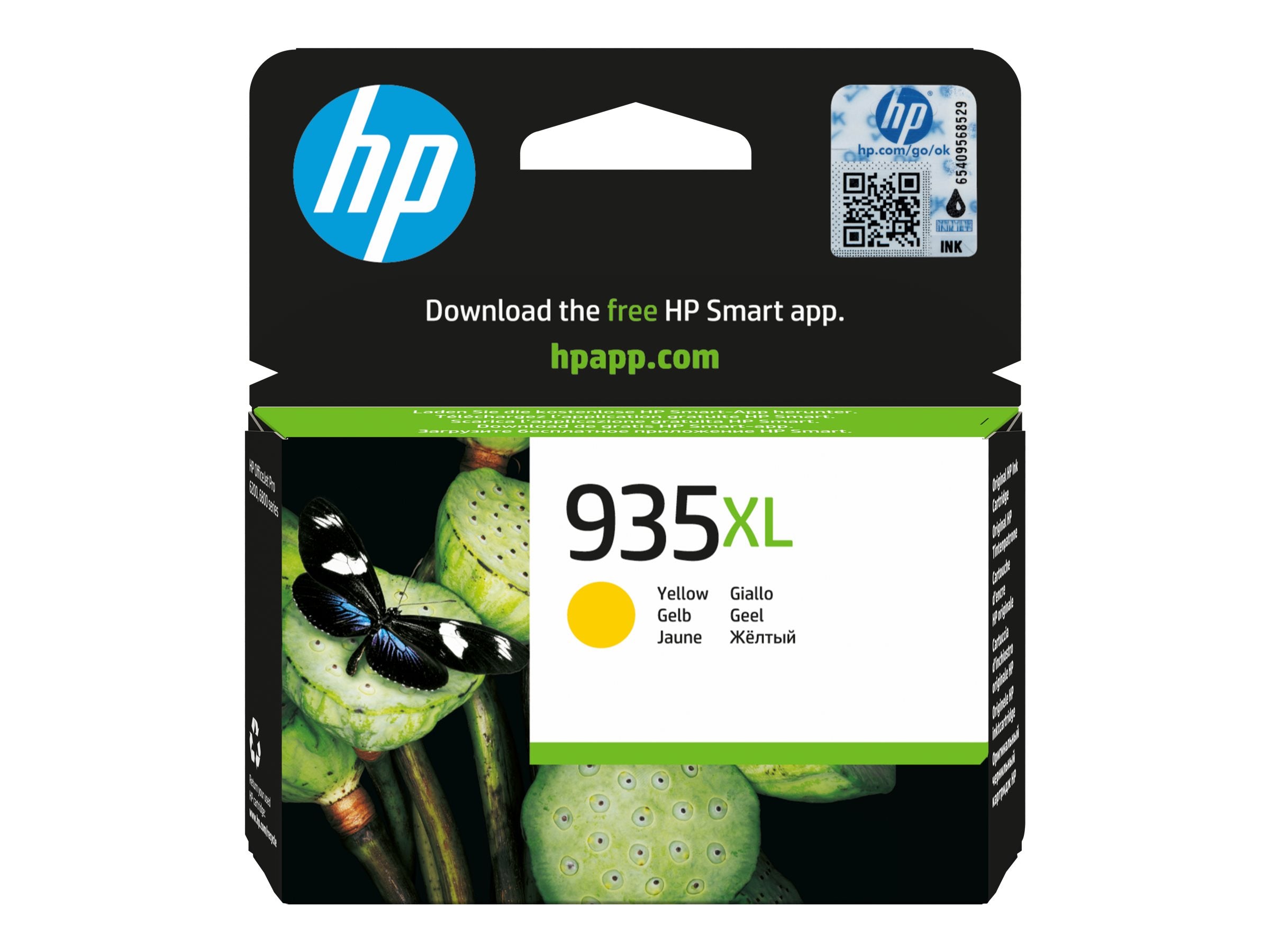 HP 935XL gul blækpatron emballage.