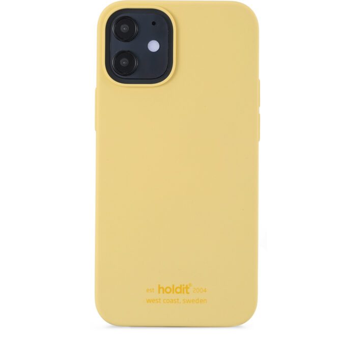 Gul mobiltelefoncover med kameraudskæring.