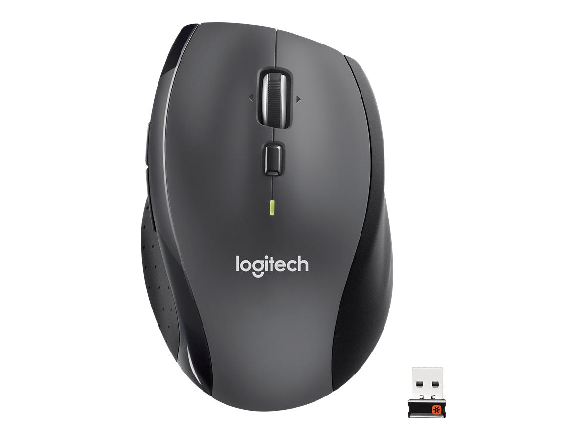 Trådløs Logitech-mus med USB-modtager.
