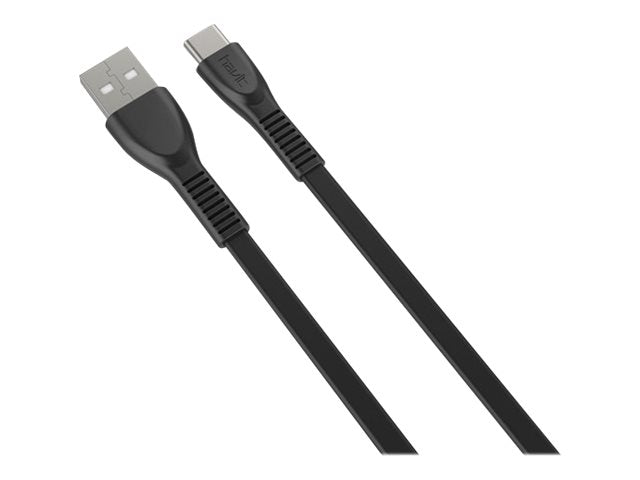 Sort USB-kabel med USB-A og USB-C stik.