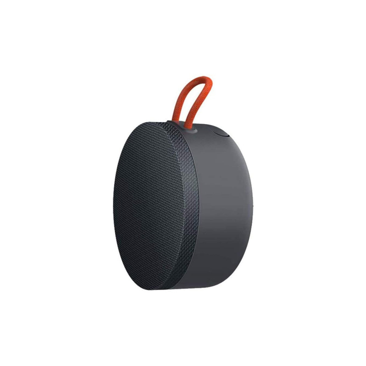 Bærbar sort højttaler med orange strop.