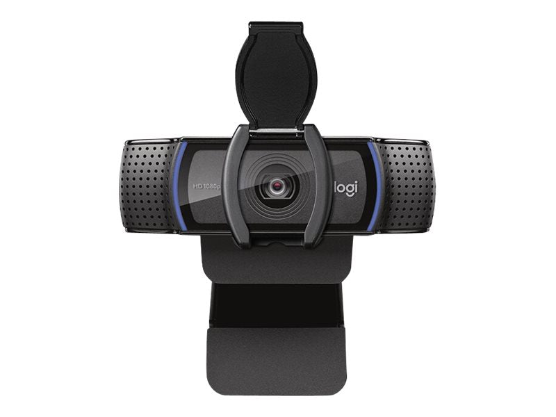 Logitech webkamera med linseafdækning.
