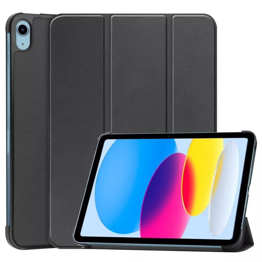 Sort tabletcover med farverig skærm.