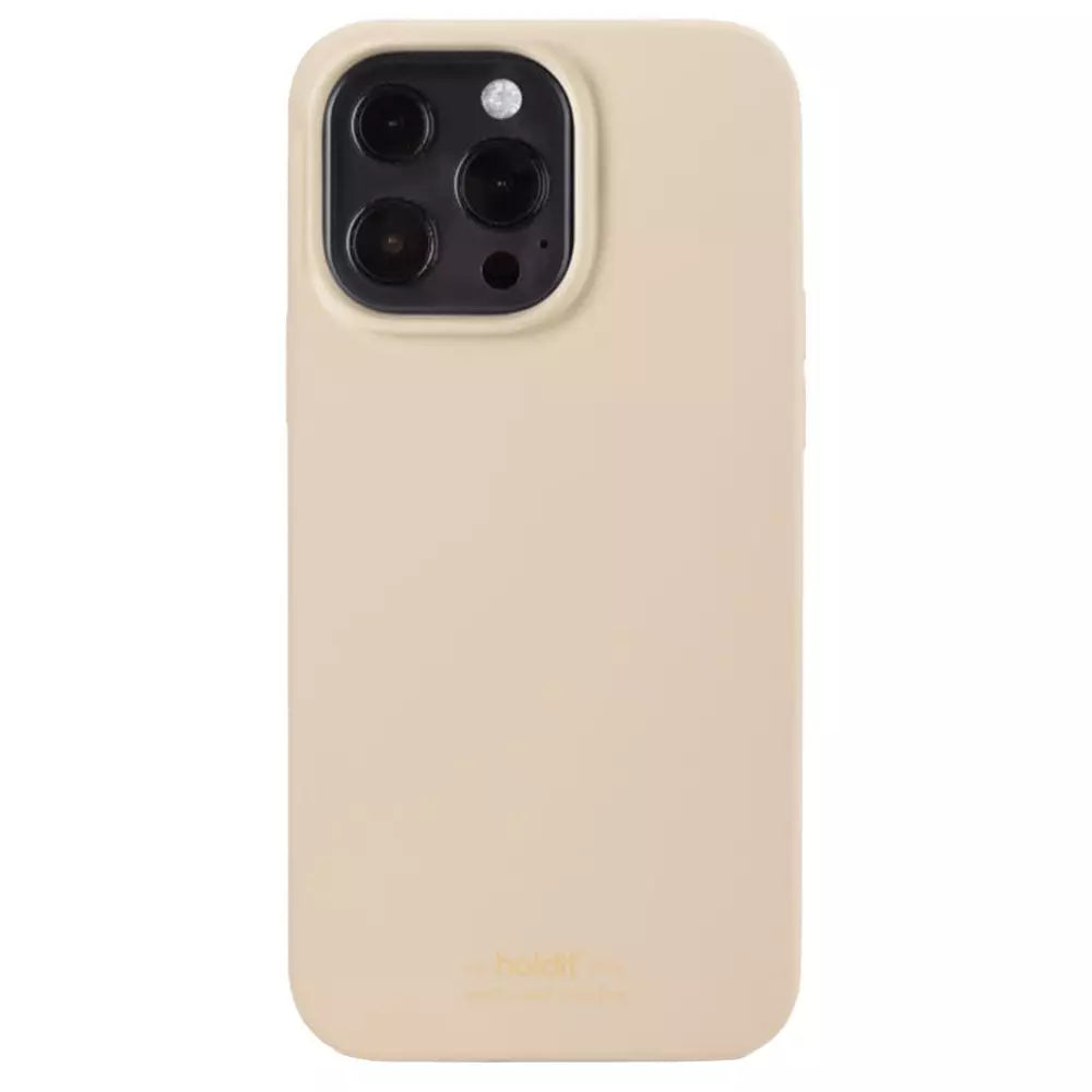 Beige mobilcover med kamerahuller.