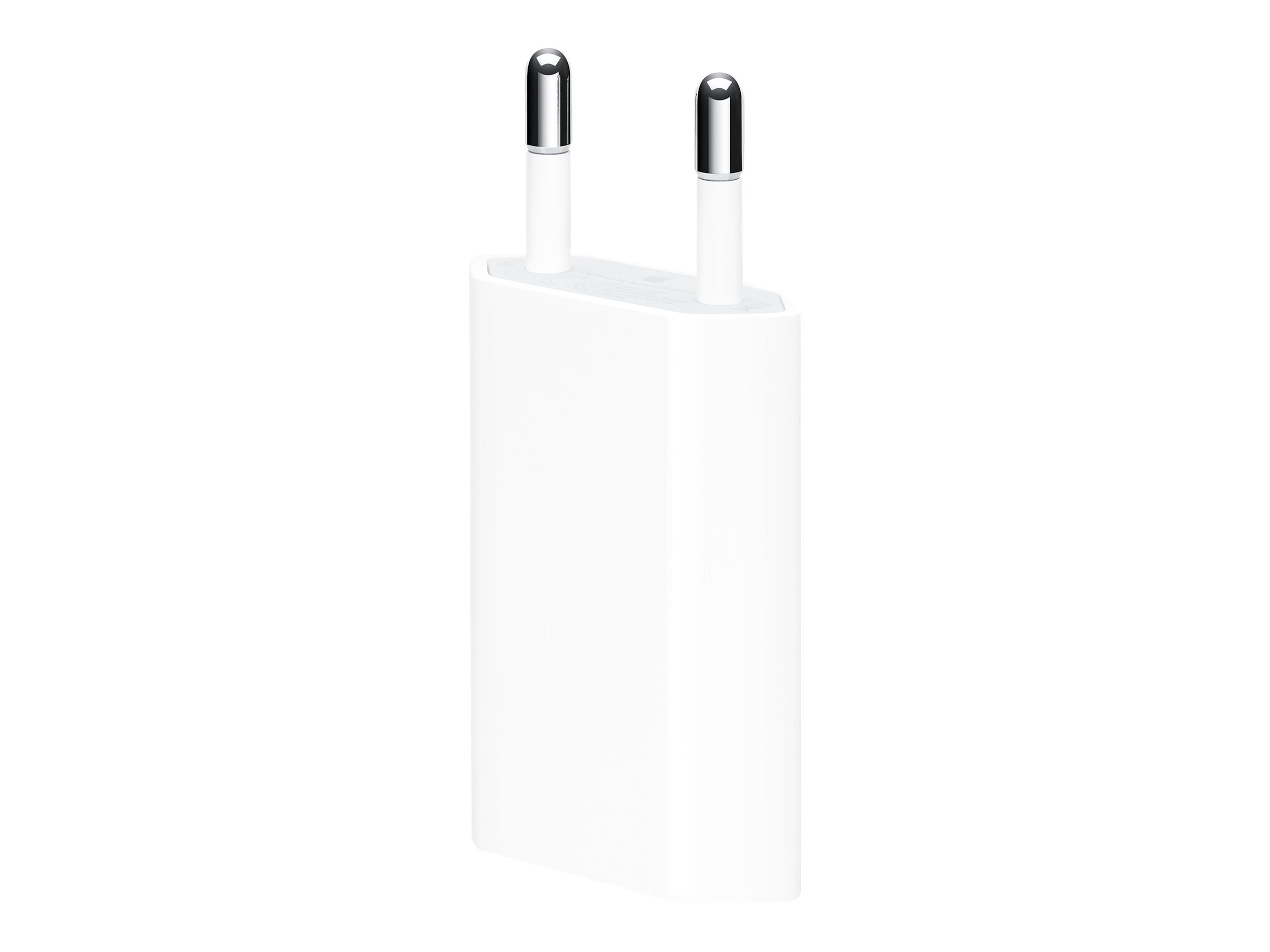 Hvid opladeradapter med to stik.