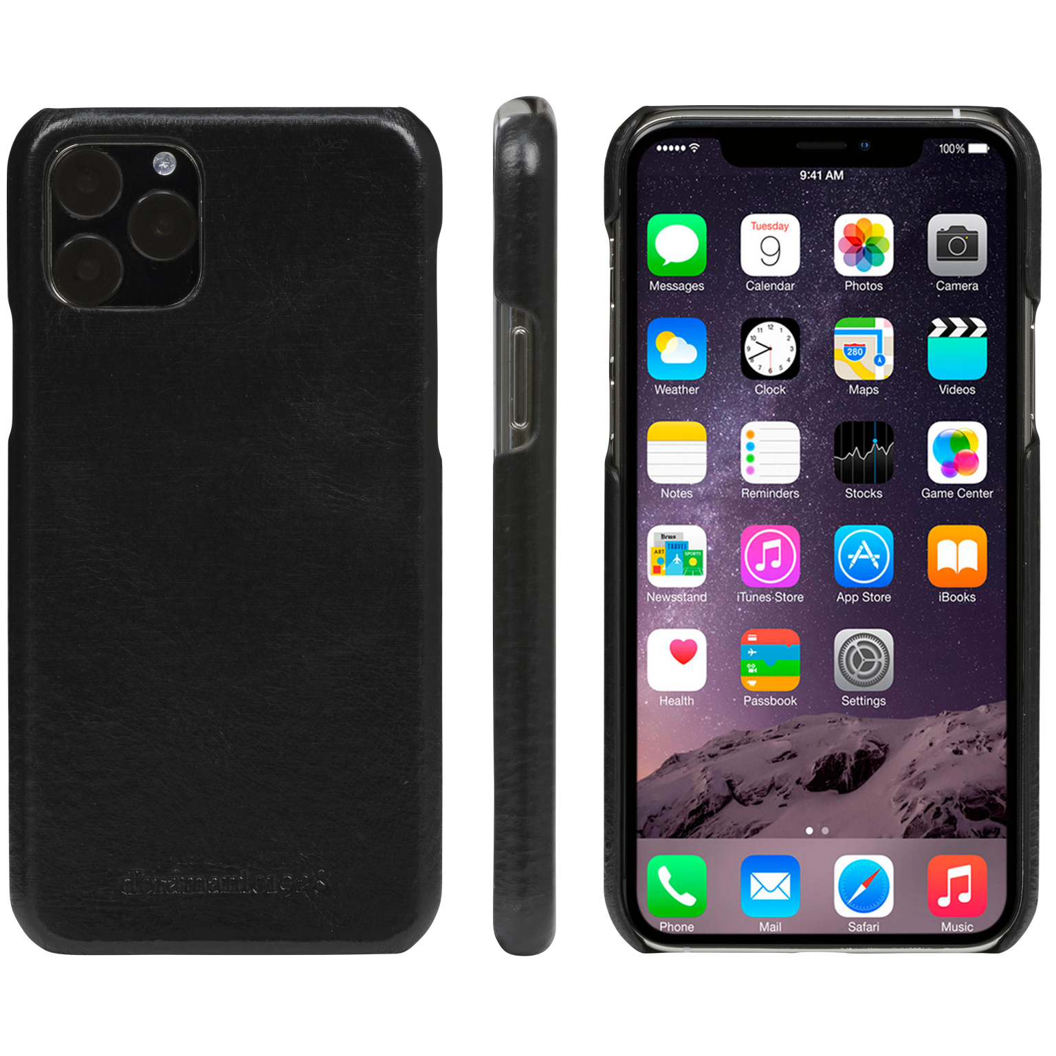 Sort læder iPhone-cover.