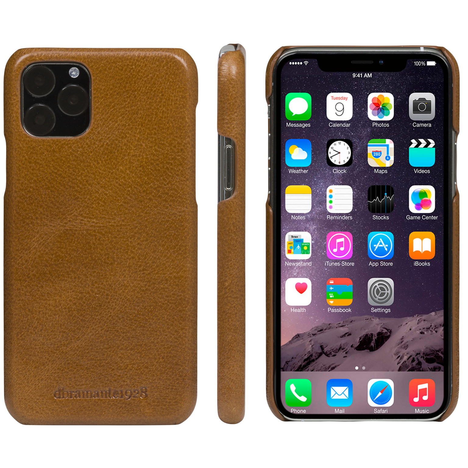 Brun læder iPhone-cover.