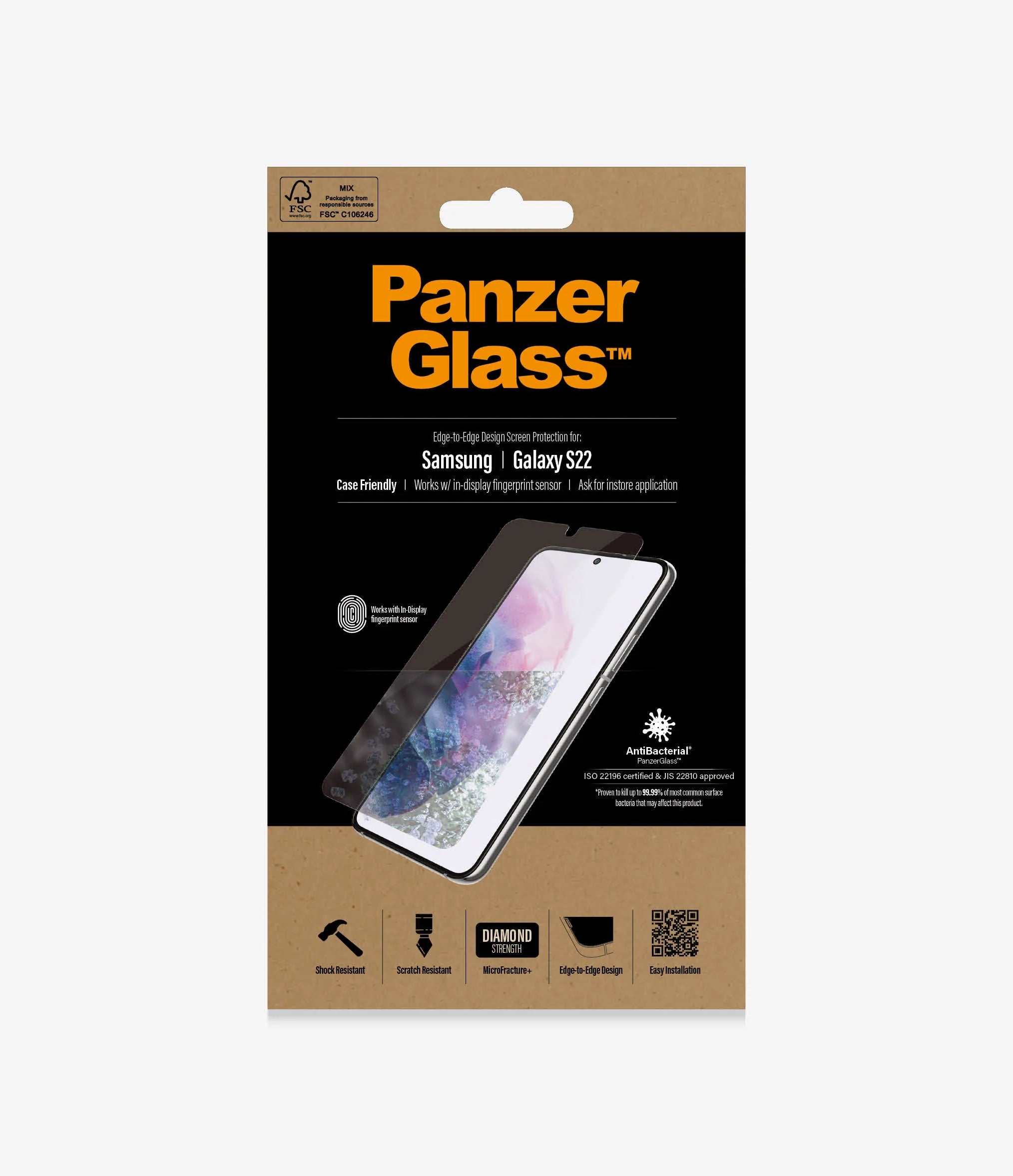 PanzerGlass skærmbeskytter til Samsung Galaxy S22.