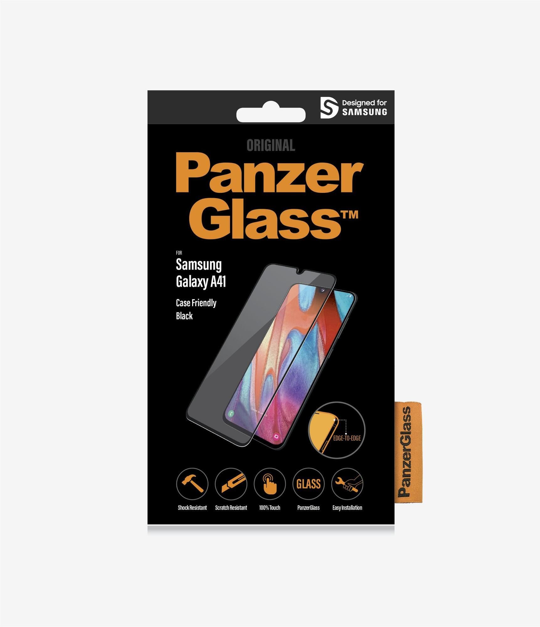 Emballage til PanzerGlass skærmbeskyttelse til Samsung Galaxy A41.