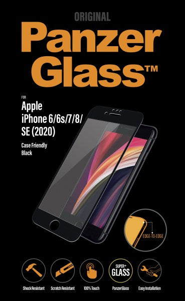 PanzerGlass™ iPhone 6/6s/7/8/SE (2020), Sort Ramme - Lootbox.dk