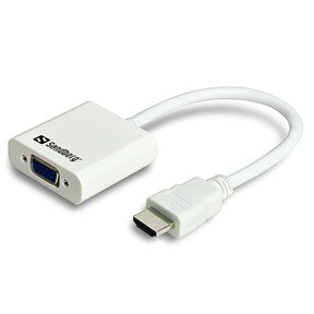 Hvid HDMI til VGA adapter.
