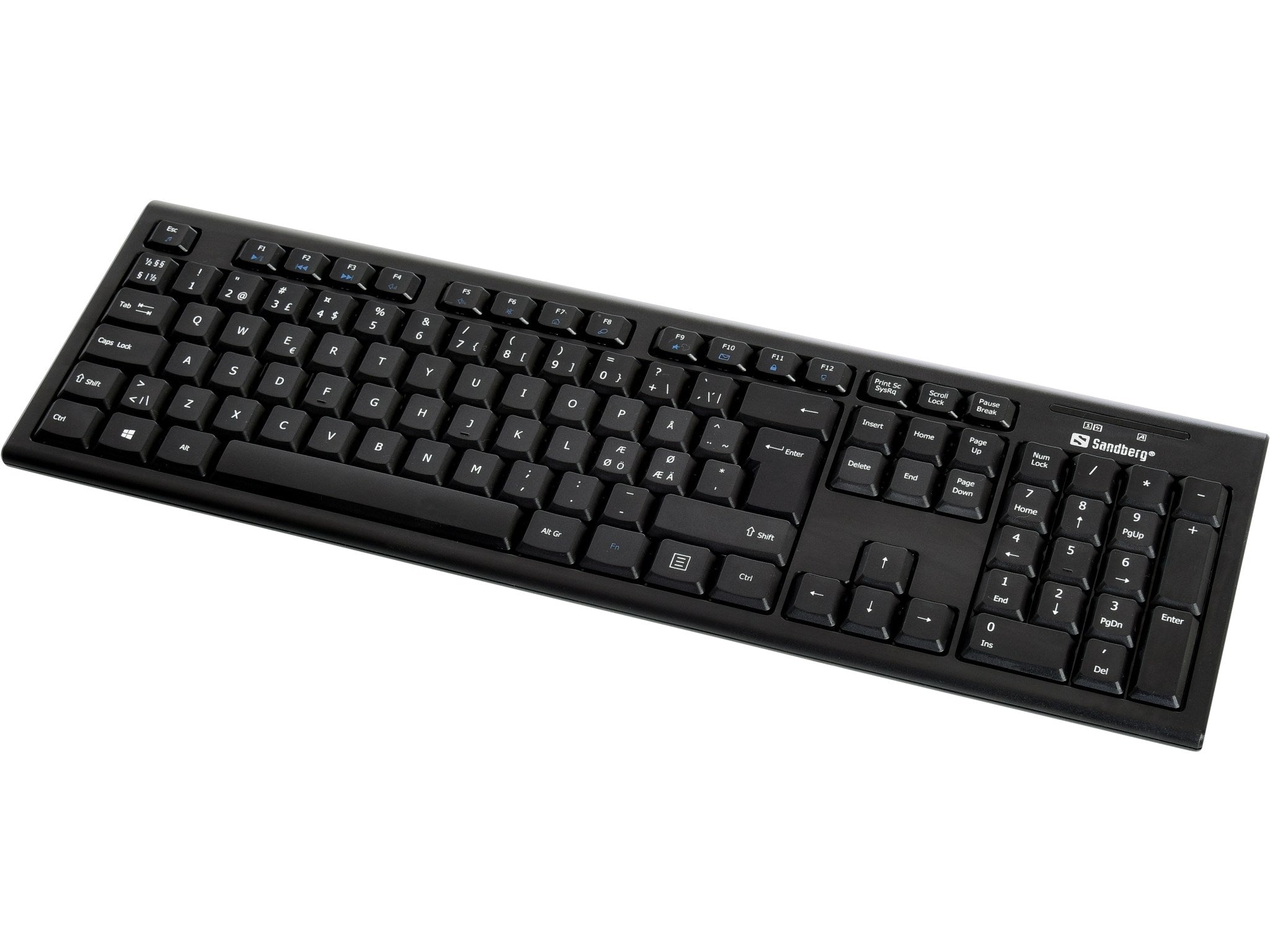 Sort tastatur med numerisk tastatur.
