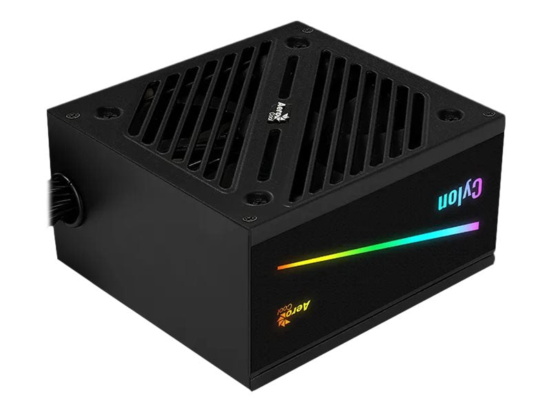Sort computer strømforsyning med RGB-lys.