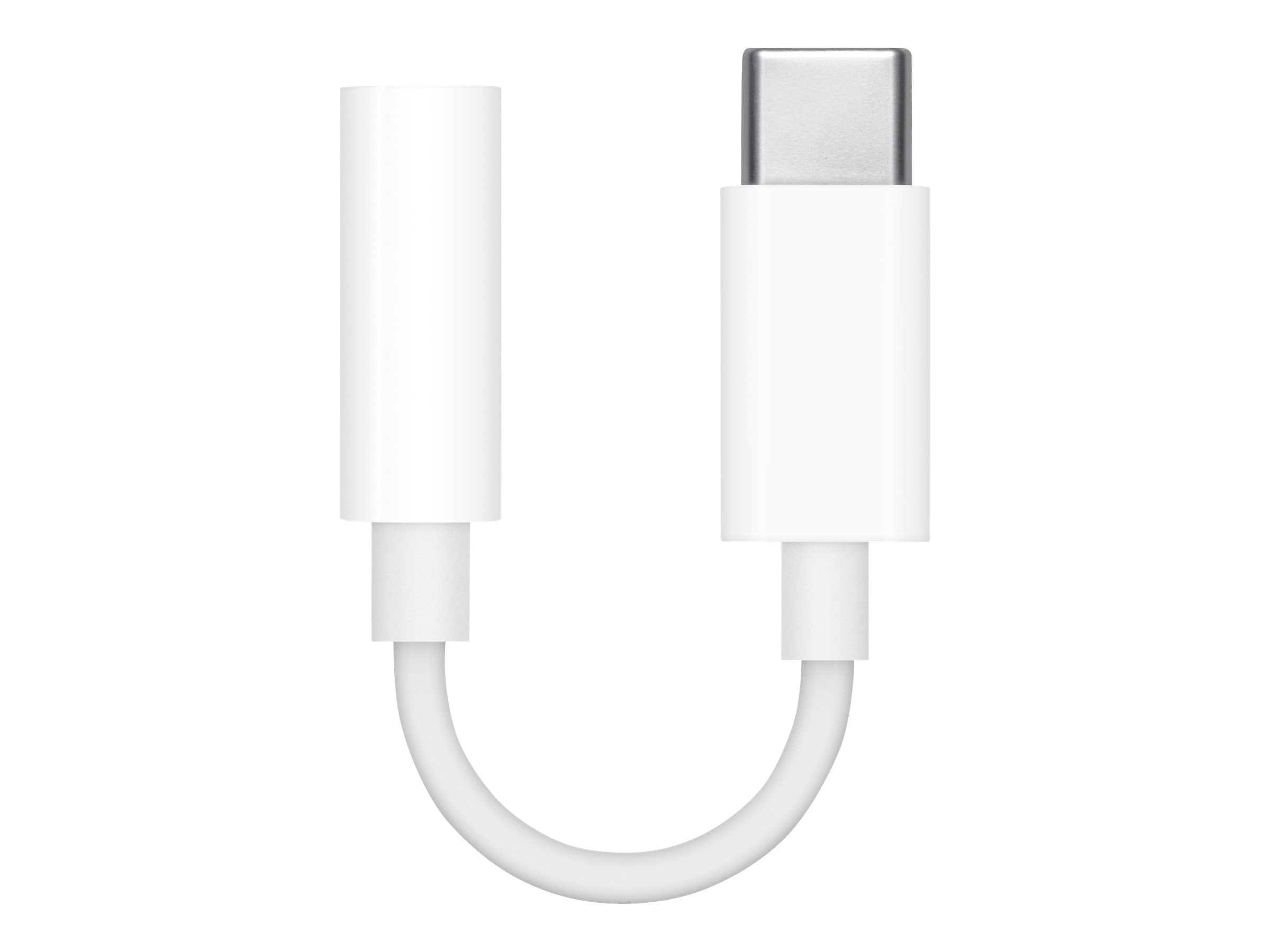 Hvid USB-C til 3,5 mm adapter.