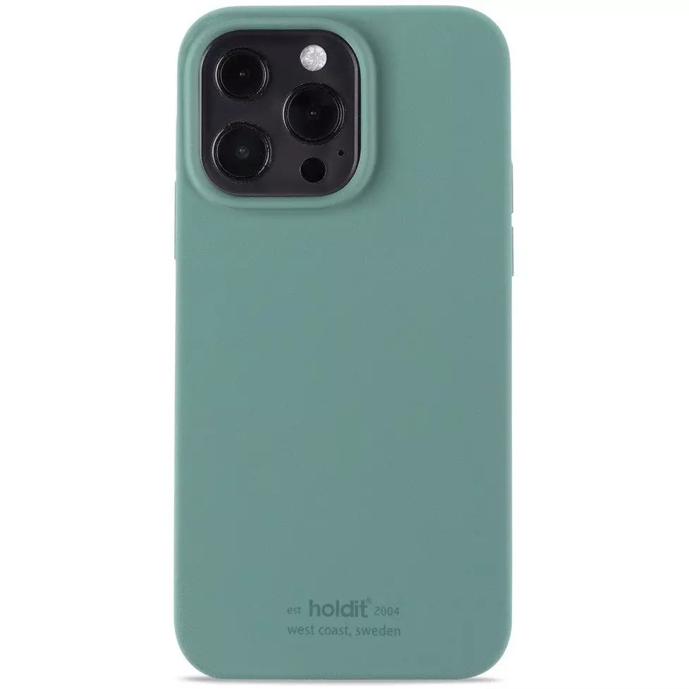Grøn mobiltelefon med cover.