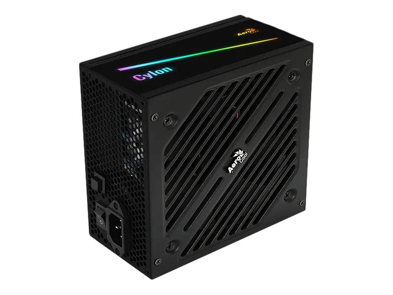 Sort computer strømforsyning med RGB-lys.